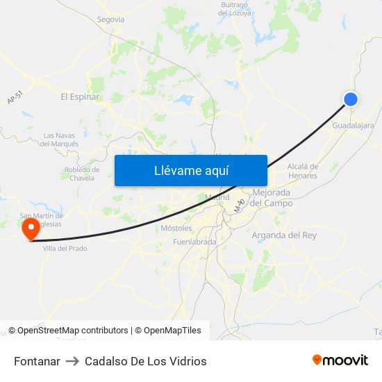 Fontanar to Cadalso De Los Vidrios map