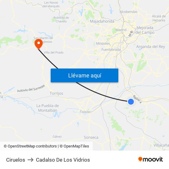 Ciruelos to Cadalso De Los Vidrios map
