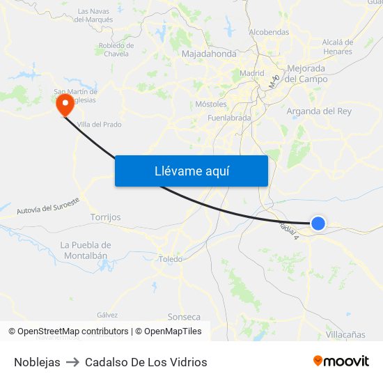 Noblejas to Cadalso De Los Vidrios map