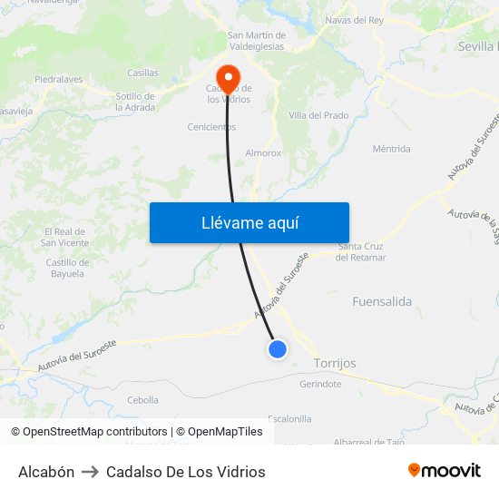 Alcabón to Cadalso De Los Vidrios map