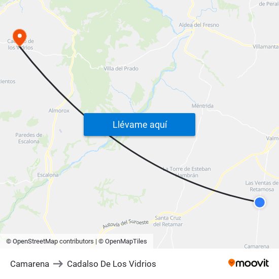 Camarena to Cadalso De Los Vidrios map