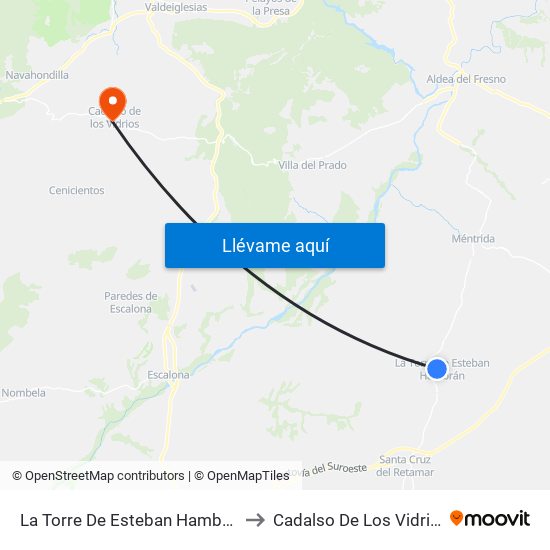 La Torre De Esteban Hambrán to Cadalso De Los Vidrios map