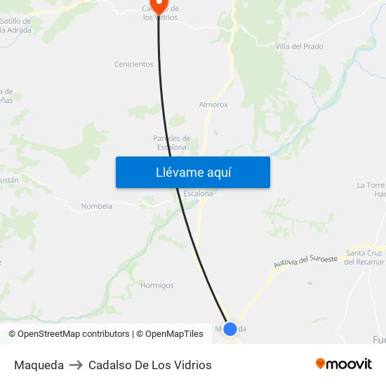Maqueda to Cadalso De Los Vidrios map