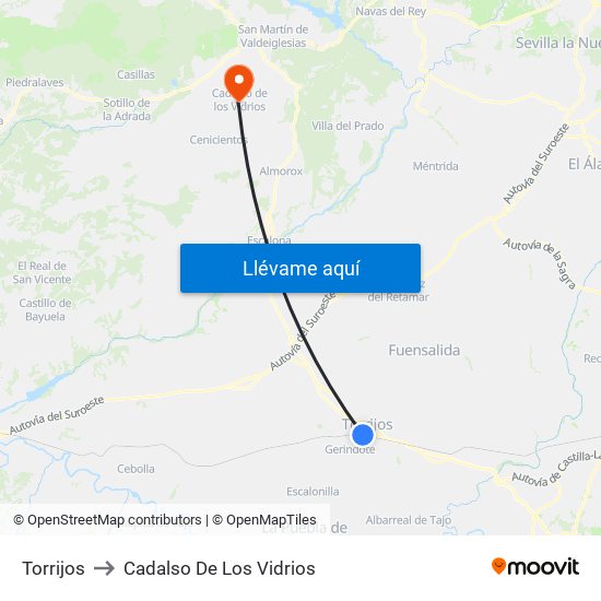 Torrijos to Cadalso De Los Vidrios map