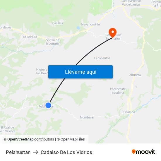 Pelahustán to Cadalso De Los Vidrios map