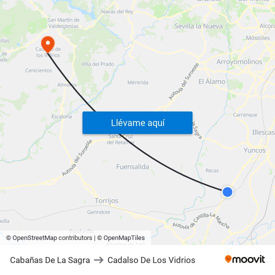 Cabañas De La Sagra to Cadalso De Los Vidrios map