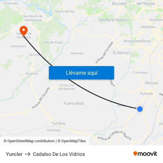 Yuncler to Cadalso De Los Vidrios map