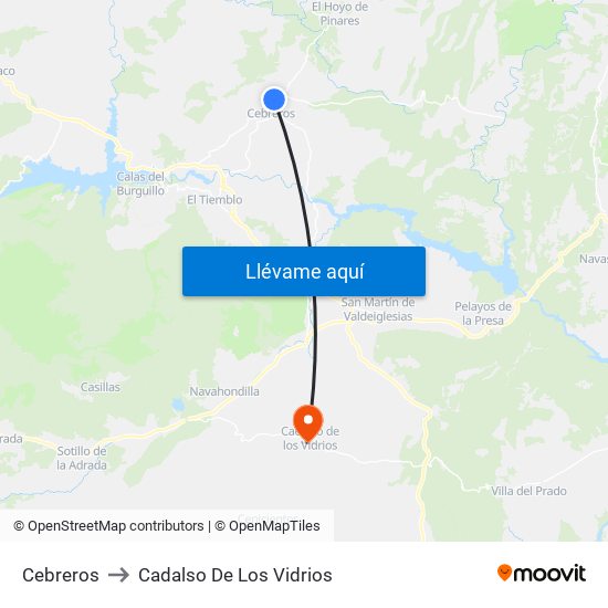 Cebreros to Cadalso De Los Vidrios map