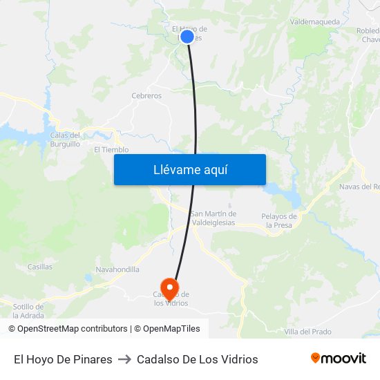 El Hoyo De Pinares to Cadalso De Los Vidrios map