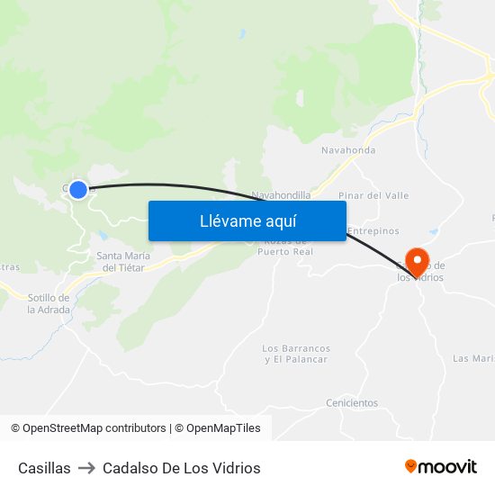Casillas to Cadalso De Los Vidrios map