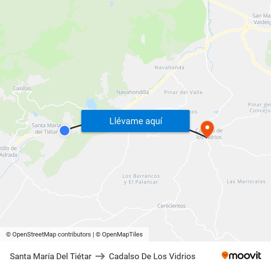 Santa María Del Tiétar to Cadalso De Los Vidrios map
