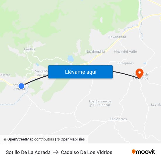 Sotillo De La Adrada to Cadalso De Los Vidrios map