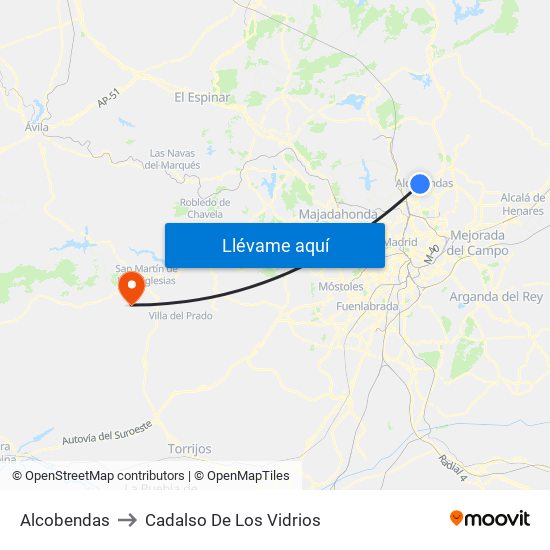 Alcobendas to Cadalso De Los Vidrios map