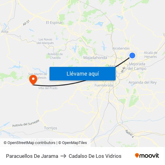 Paracuellos De Jarama to Cadalso De Los Vidrios map