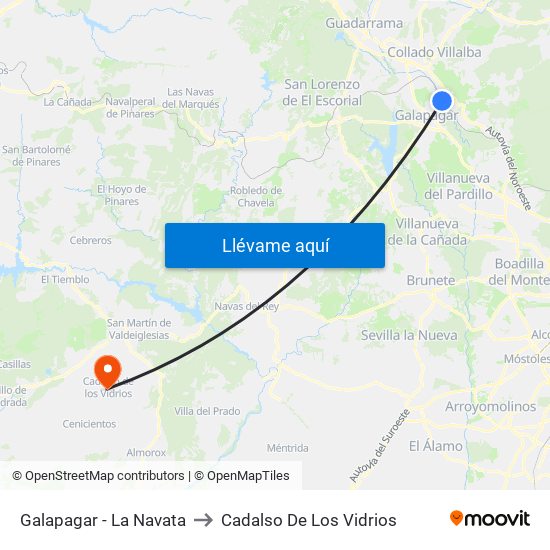 Galapagar - La Navata to Cadalso De Los Vidrios map