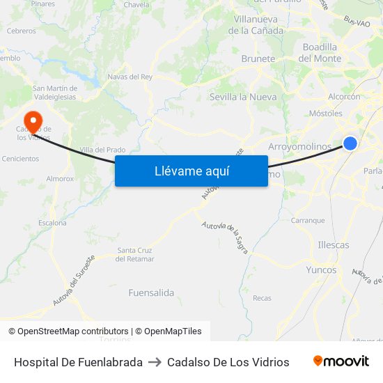 Hospital De Fuenlabrada to Cadalso De Los Vidrios map