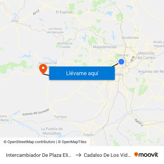 Intercambiador De Plaza Elíptica to Cadalso De Los Vidrios map