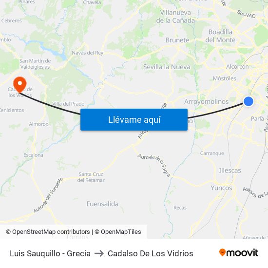 Luis Sauquillo - Grecia to Cadalso De Los Vidrios map