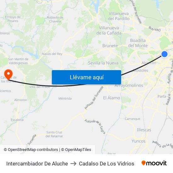Intercambiador De Aluche to Cadalso De Los Vidrios map