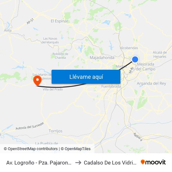 Av. Logroño - Pza. Pajarones to Cadalso De Los Vidrios map