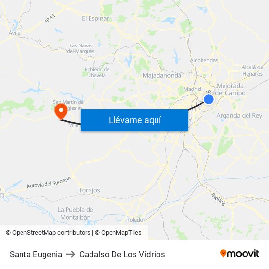 Santa Eugenia to Cadalso De Los Vidrios map