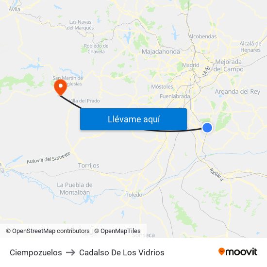 Ciempozuelos to Cadalso De Los Vidrios map