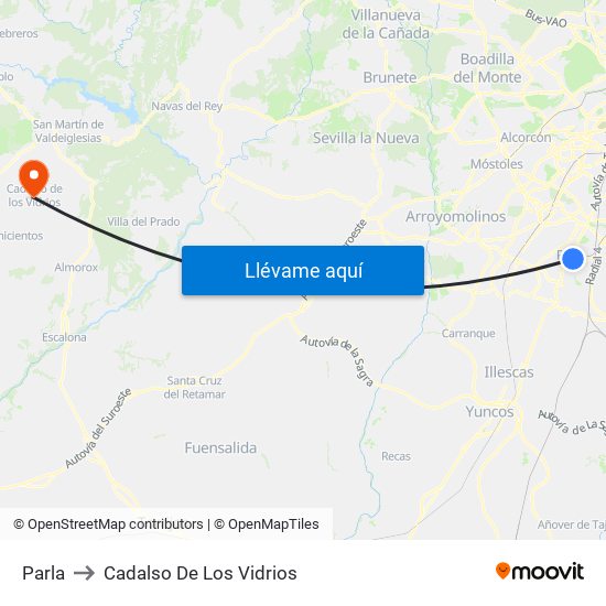 Parla to Cadalso De Los Vidrios map