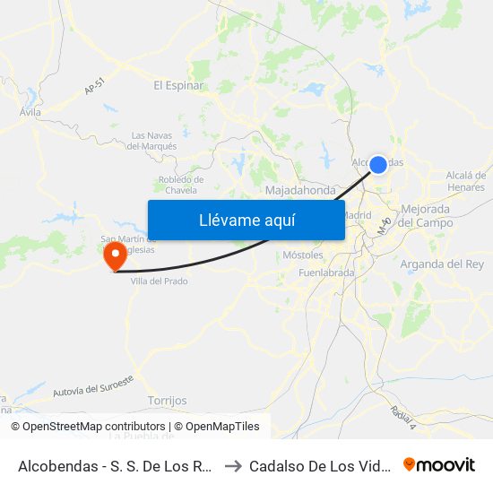 Alcobendas - S. S. De Los Reyes to Cadalso De Los Vidrios map