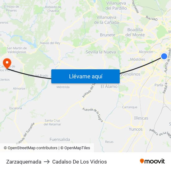 Zarzaquemada to Cadalso De Los Vidrios map