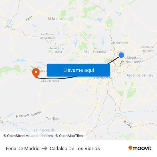 Feria De Madrid to Cadalso De Los Vidrios map