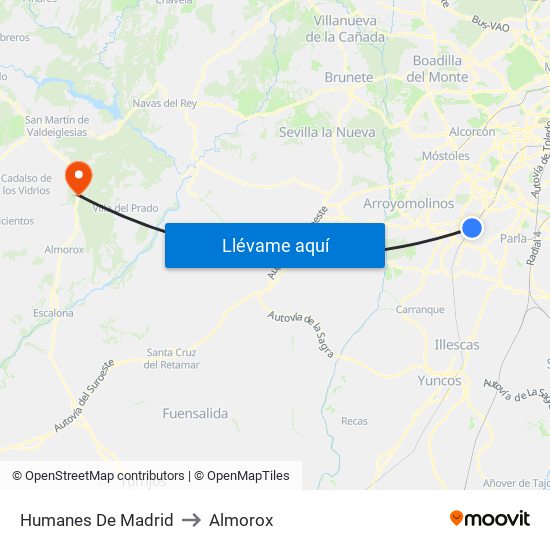 Humanes De Madrid to Almorox map