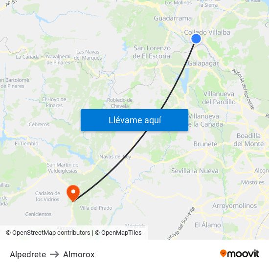 Alpedrete to Almorox map