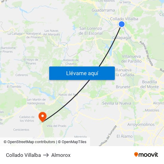 Collado Villalba to Almorox map