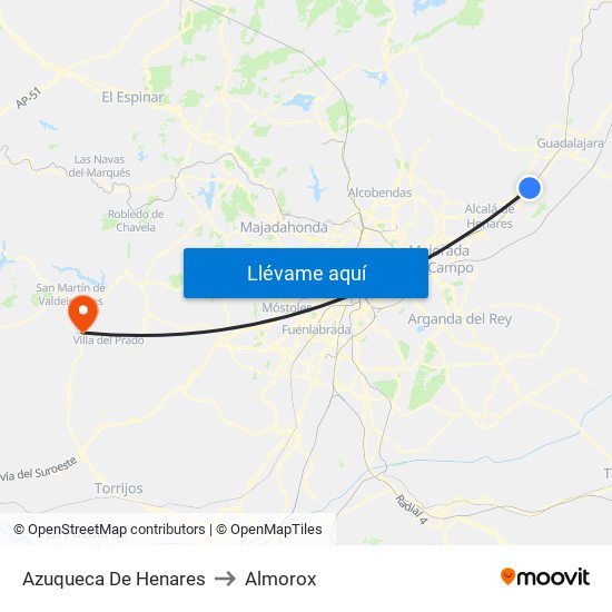 Azuqueca De Henares to Almorox map