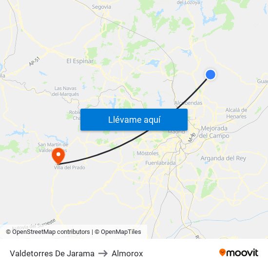 Valdetorres De Jarama to Almorox map
