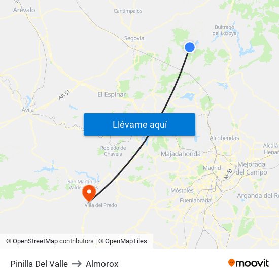 Pinilla Del Valle to Almorox map