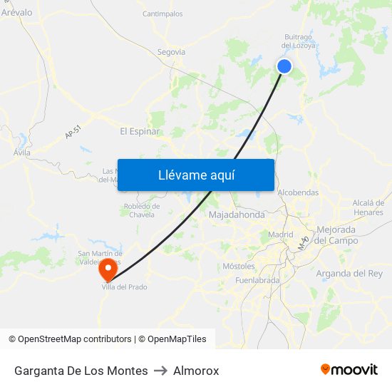 Garganta De Los Montes to Almorox map