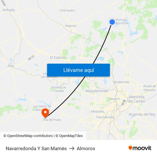 Navarredonda Y San Mamés to Almorox map
