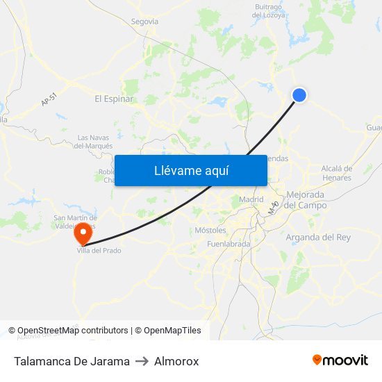 Talamanca De Jarama to Almorox map