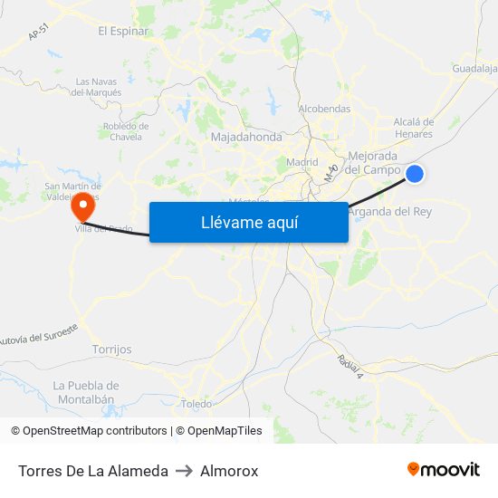 Torres De La Alameda to Almorox map
