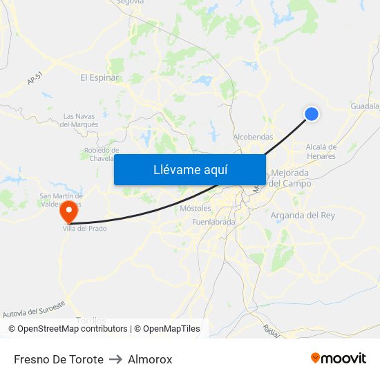 Fresno De Torote to Almorox map