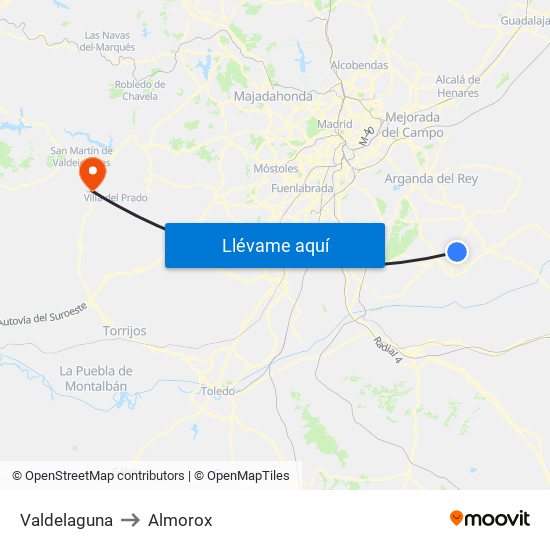 Valdelaguna to Almorox map
