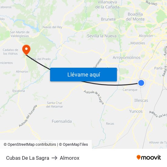 Cubas De La Sagra to Almorox map