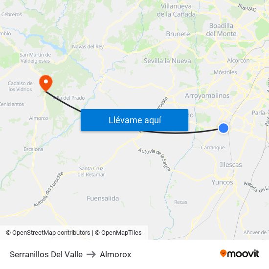 Serranillos Del Valle to Almorox map