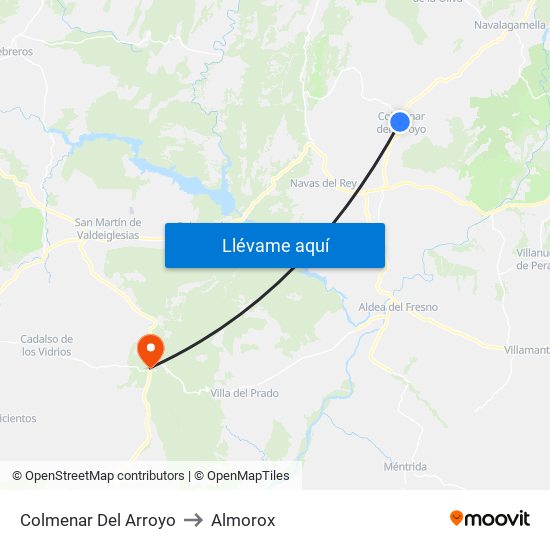 Colmenar Del Arroyo to Almorox map