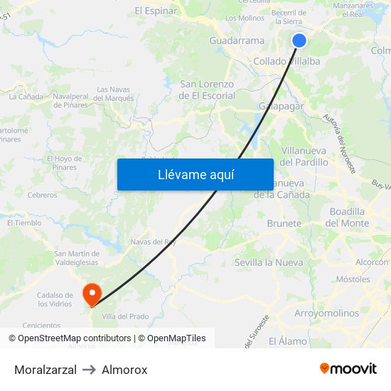 Moralzarzal to Almorox map