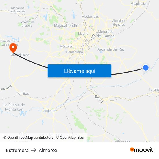 Estremera to Almorox map