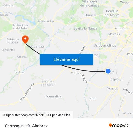 Carranque to Almorox map