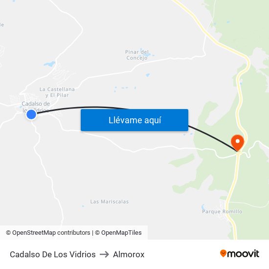Cadalso De Los Vidrios to Almorox map