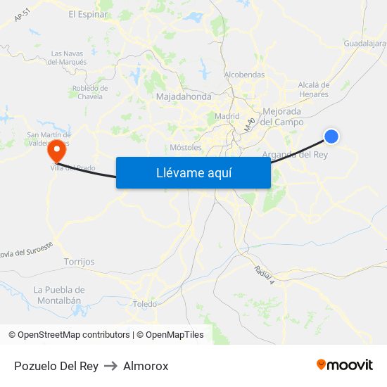 Pozuelo Del Rey to Almorox map